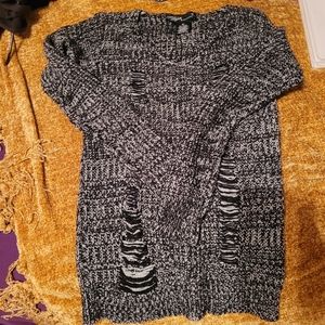 Grey stylish Distressed holey sweater
